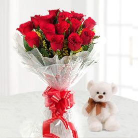 Teddy with Red Roses