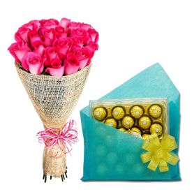 Pink Roses with Ferrero Rocher