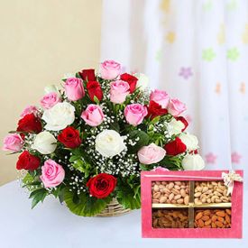 Flowers, Dry Fruits and Diya