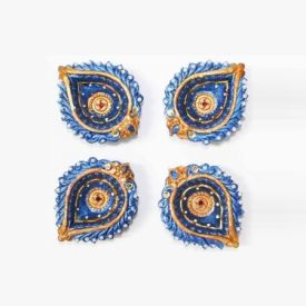 Set of 4 Colourfull Terracotta Table Diya Set