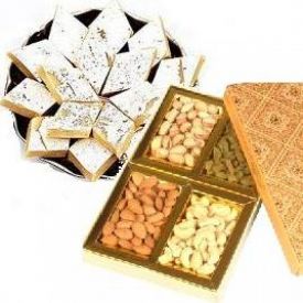 500 gms Dry fruits and 500 gms Kaju Barfi