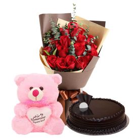 Truffle cake, Roses with soft toy