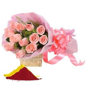 Red Roses with Gulal