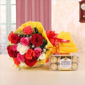 12 mixes roses and 16Ferrero Rocher