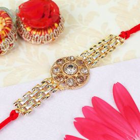 Gold Look Diamond Pearl Rakhi