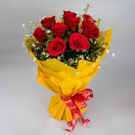 Joyful Red Roses Bunch