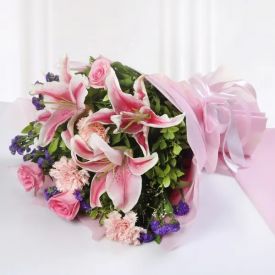 Bunch of lilies and Carnation