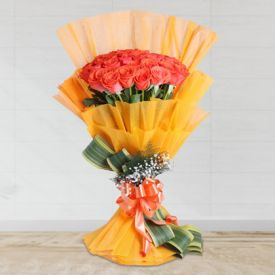 bunch of 25 orange roses