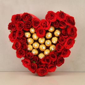 Roses with chocolates