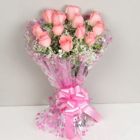 Bunch of 10 Pink Roses