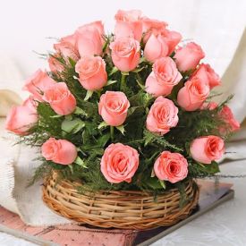 Basket of Pink Roses