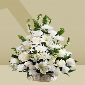 White Roses With basket