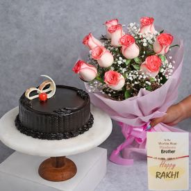 Cake, Roses with Rakhi