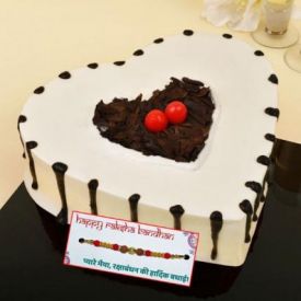 Rakhi With Heart shape cake