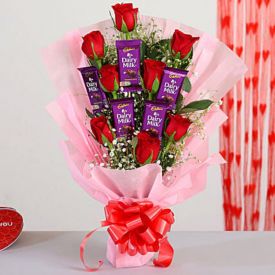 10 Red Roses with paper packing