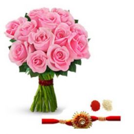 Pink Roses With Rakhi