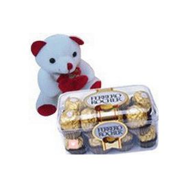 6 inch Teddy Bear and 16 pcs Ferrero rocher