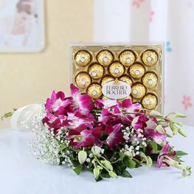 Purple orchid with ferrero rocher