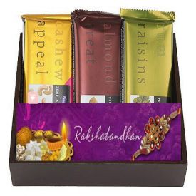 3 Temptation chocolate one Rakhi, one Card