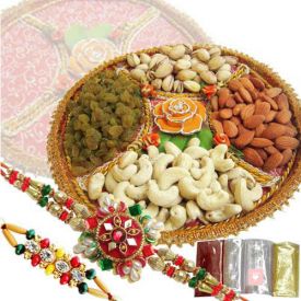 1 Kg mixed dry fruits with 2 Rakhi