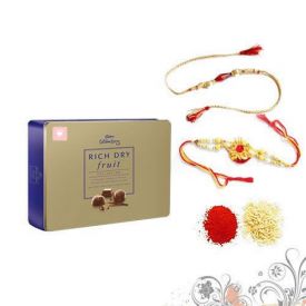 Cadbury Dry fruits box with 2 Rakhi