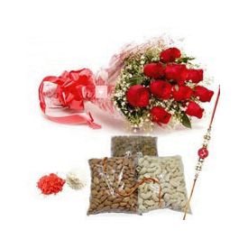 Red Roses And Rakhi Hamper