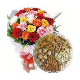 Mixed Roses With mixed Dry Fruits