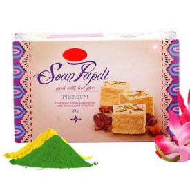 Soan Papdi with Gulal