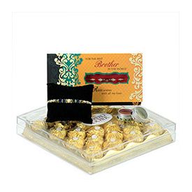 1 Greeting Card,1 Beaded Rakhi, 24 Pcs Ferrero Rocher box