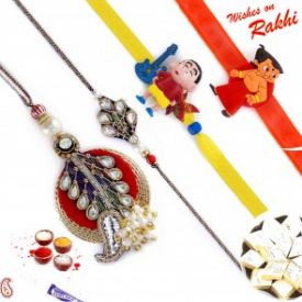 4 Designer Rakhi and Kaju katli