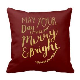 Elegant Golden Christmas burgundy chic Throw Pillow