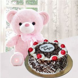 Black Forest Cake 1/2 kg and 6 inches teddy bear