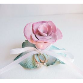 Pink Rose Ring Bearer Pillow Alternative - Fairytale Princess Wedding Beauty & the Beast Rose