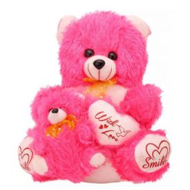 18 inch Pink Teddy bear with Little baby and little heart