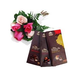 3 Bournville Chocolates With mixed 10 Red Pink Rose