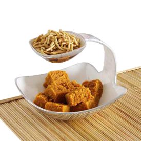 Besan Barfi & Sev Bhujia With Ceramic Serving Platter