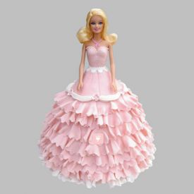 Pink Floral Barbie Cake