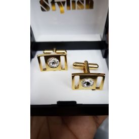 Studded Square Golden Cufflinks