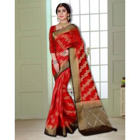 RED WOVEN BANARASI SAREE WITH BLOUSE