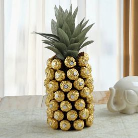 Pineapple Shaped Arrangement of Ferrero Rocher Chocolate