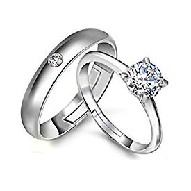 Valentine day special Platinum Plated Austrian Crystal Elegant Couple Adjustable Band Ring