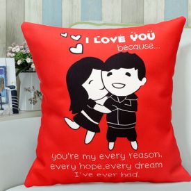 Red Hug day cushion