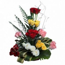 Mixed Roses Arrangements in basket