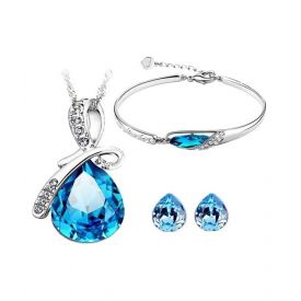 Austrian Crystal Pendant Set With Earrings And Bracelet