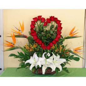 Basket of heart arrangement