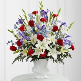 Mixed flowers with vase