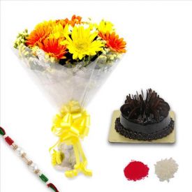 Rakhi With Mixed Gerbera