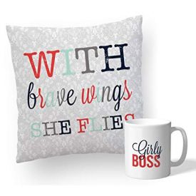 Printed Cushion With Mug