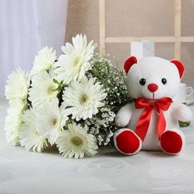 Gerberas N Teddy Bear