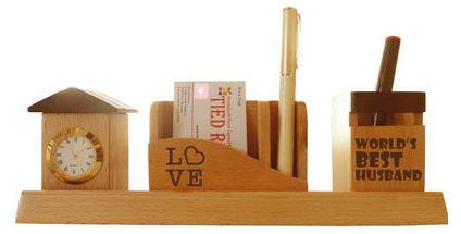 Love Pen Stand with Visiting card stand and Clock